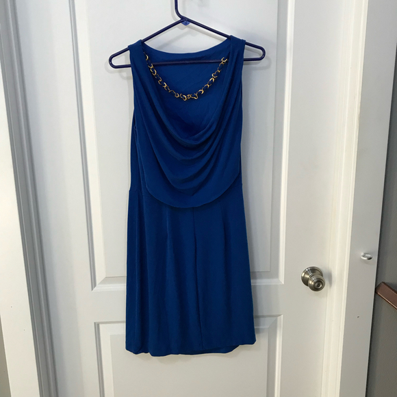 Maggy London Sleeveless Draped Back Royal Blue Knee  Length Dress - Picture 2 of 3